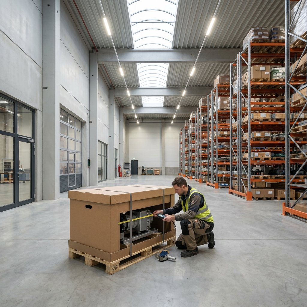 Grote dozen op maat voor zware producten op een pallet in het magazijn