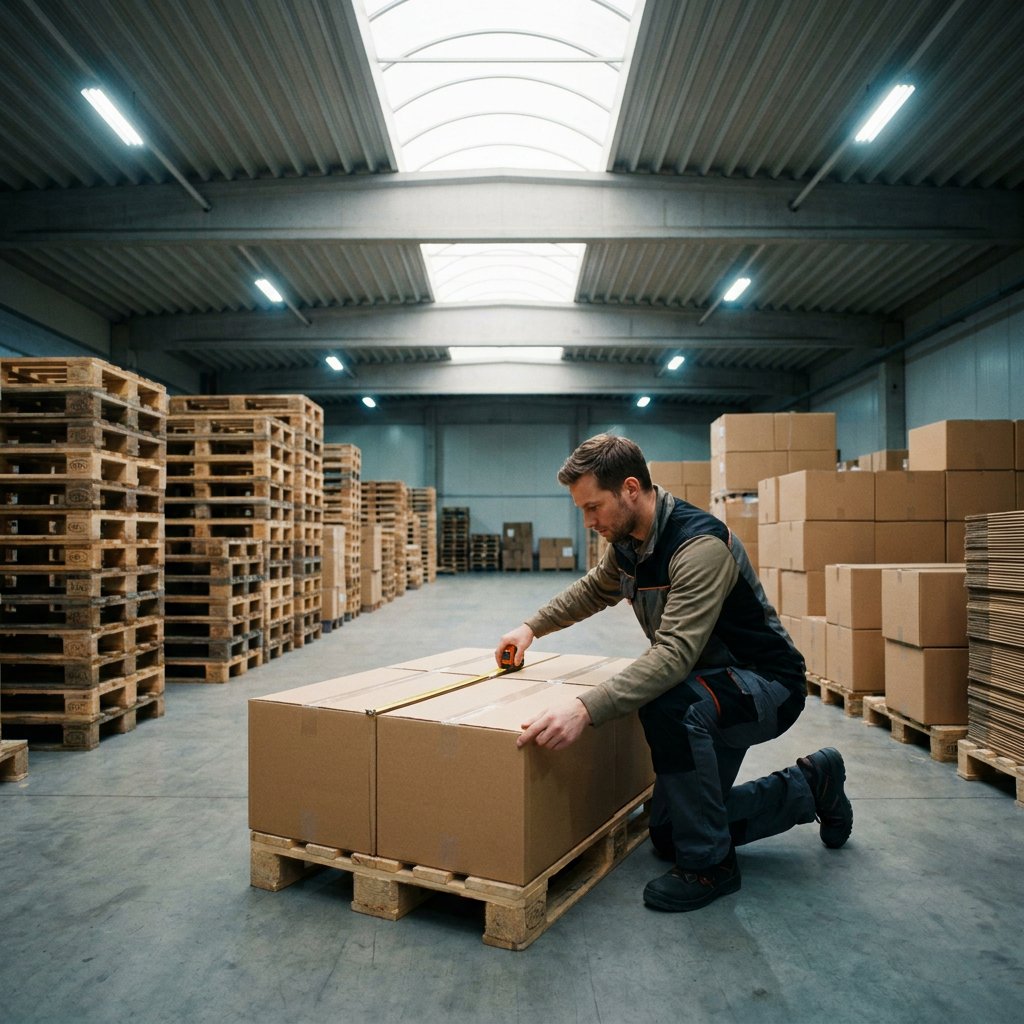 Palletdozen op maat op een pallet in het magazijn