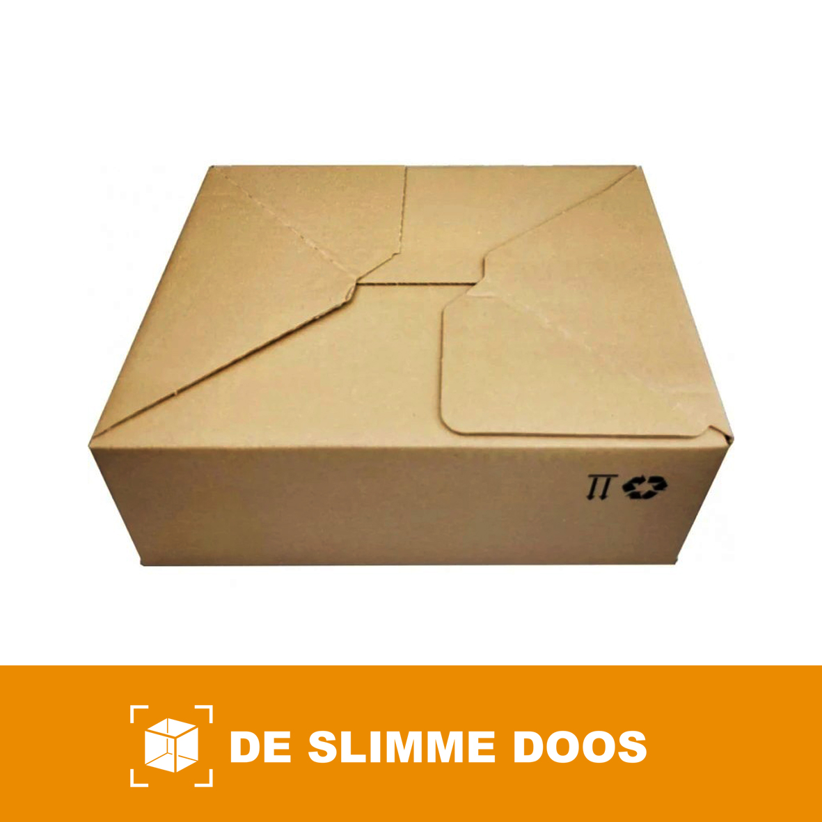 Autolock verzenddoos 213 x 153 x 109 mm van bruin golfkarton, gesloten, bovenaanzicht met de in elkaar gevouwen kleppen