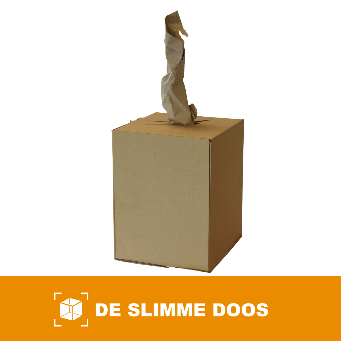 Opvulpapier dat uit een kartonnen dispenserdoos wordt getrokken